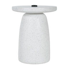 Tess MGO Outdoor Patio Side Table Umbrella Base in White Marble