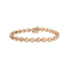 .925 Sterling Silver 1/4 Cttw Diamond Miracle-Set Teardrop Shaped 7†Link Bracelet (I-J Color, I3 Clarity)