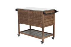 Outdoor Wicker Bar Cart