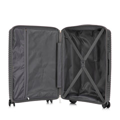 3-Piece PP Spinner Wheel Luggage Set 20'/24'/28' Silver Grey