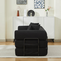 Folding Sofa Bed with Corduroy Upholstery and 2 Pillows