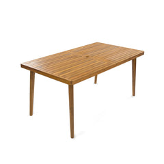 Elko Janiyah Outdoor Patio 7PCS Dining Set with Teak Finished Aluminum Chairs and Acacia Wood Table