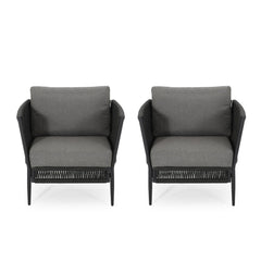 Hanford Modern Club Chair with Woven Rope Design in Grey