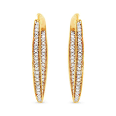 10K Yellow Gold 1/2 Cttw Round-Cut Diamond Modern Hoop Earrings (I-J Color, I2-I3 Clarity)