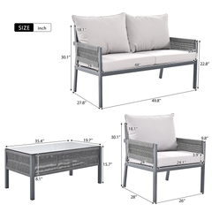 K&K 4-Piece Rope Patio Furniture Set