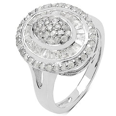 1.08 Carat Genuine White Diamond .925 Sterling Silver Ring