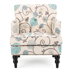 Vitality Club Chair with Button-Tufted Diamond Stitching and Turned Legs