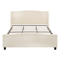 King Size Bed Frame with Upholstered Teddy Velvet Headboard
