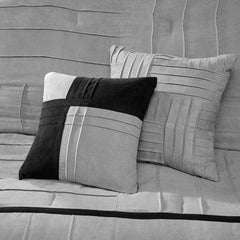 7 Piece Faux Suede Comforter Set Grey Queen
