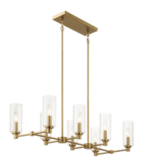 Willow Eight Lights Island Pendant Lamp - Satin Brass