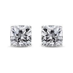 14K White Gold 1 1/2 Cttw Clarity Enhanced Princess Cut Diamond Solitaire Stud Earrings (I-J Color, I1-I2 Clarity)
