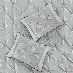 7 Piece Tufted Comforter Set Grey Queen