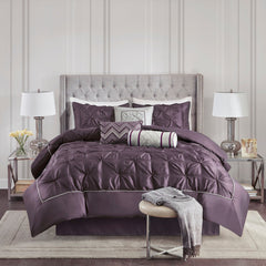 7 Piece Tufted Comforter Set Plum Full