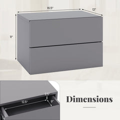 Floating Nightstand with Drawers and Storage Shelf