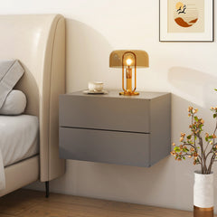 Floating Nightstand with Drawers and Storage Shelf