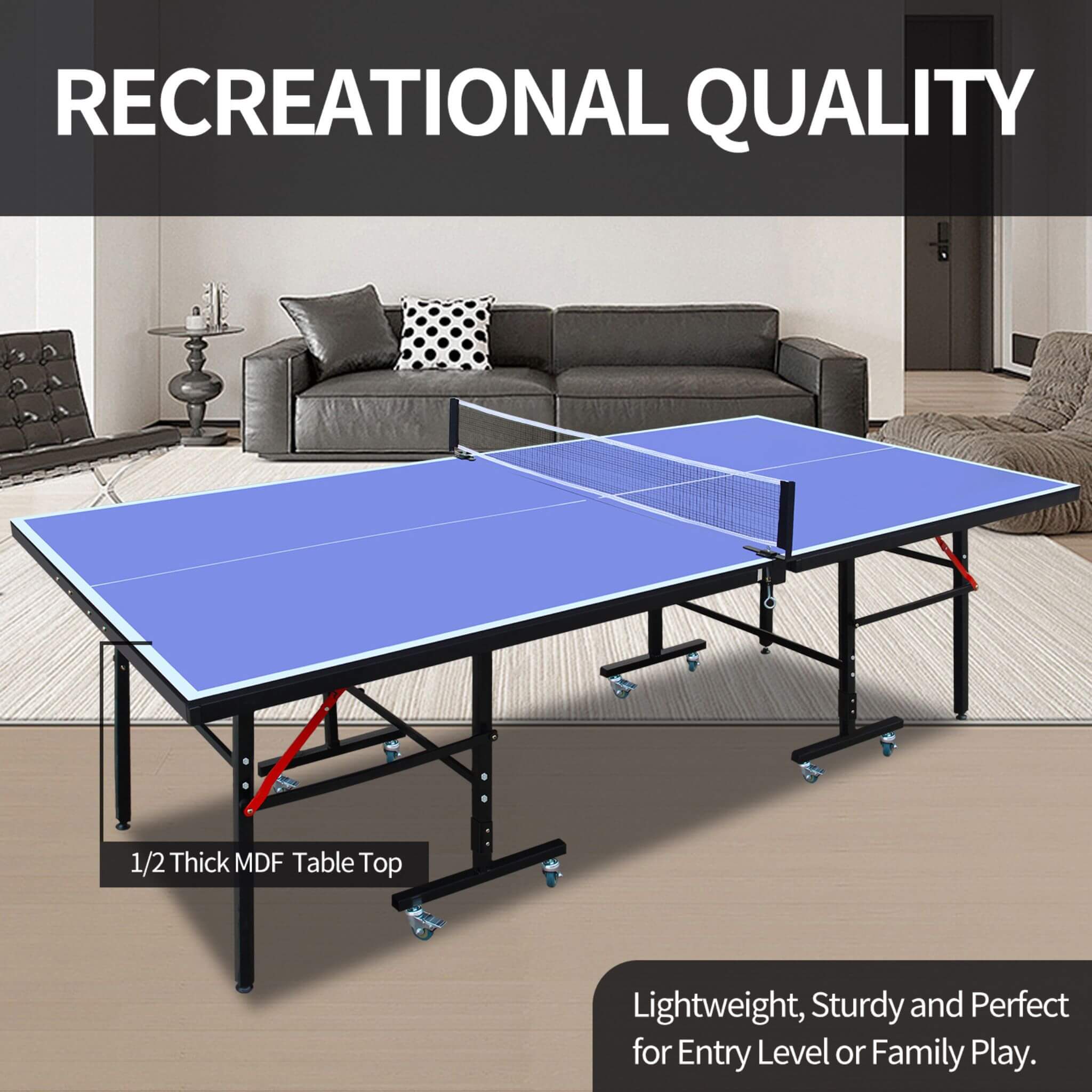 8FT Foldable Midsize Table Tennis Table Set