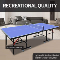 8FT Foldable Midsize Table Tennis Table Set