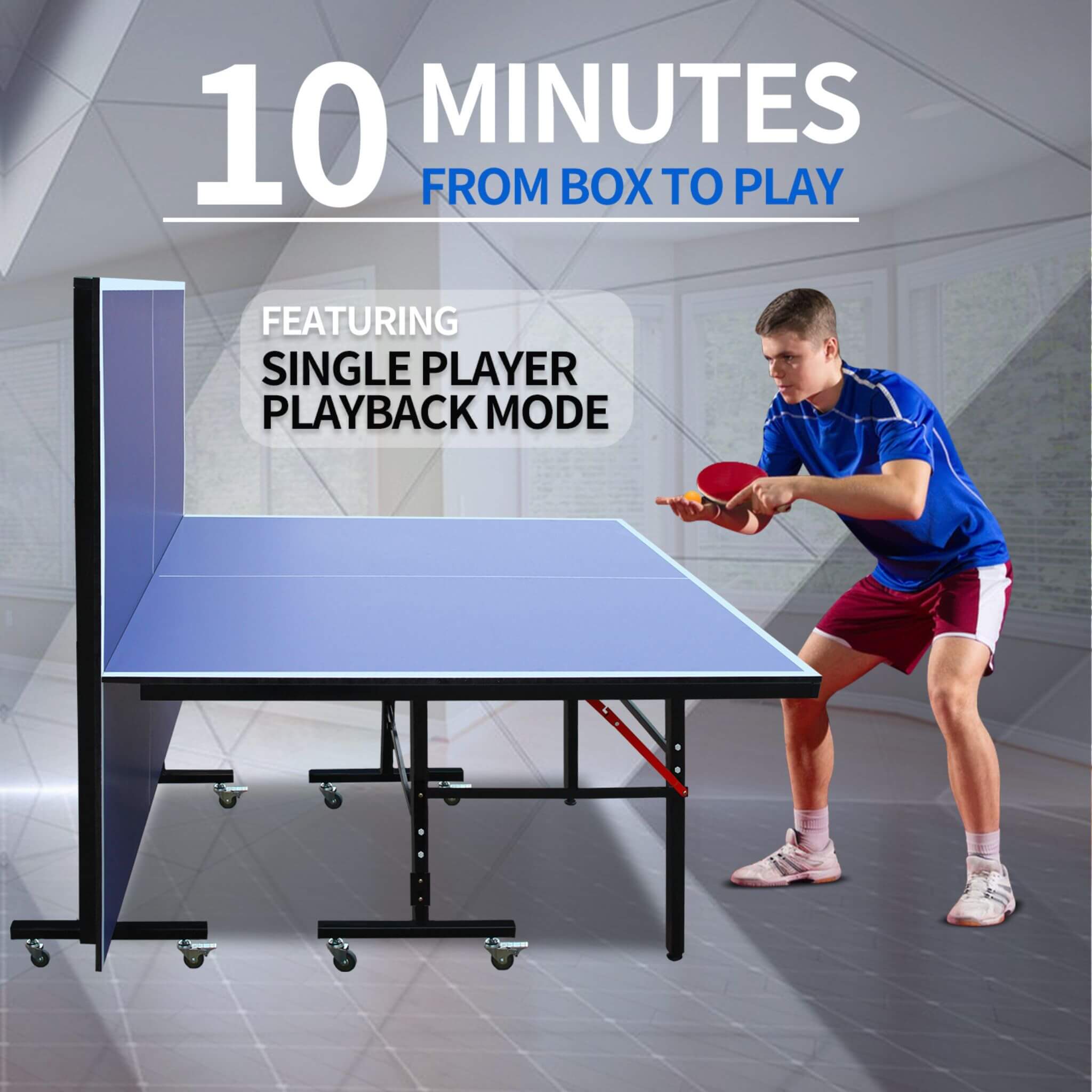 8FT Foldable Midsize Table Tennis Table Set