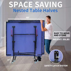 8FT Foldable Midsize Table Tennis Table Set
