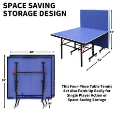 8FT Foldable Midsize Table Tennis Table Set