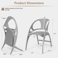 Folding Dining Chairs Set of 2 with Armrest and High Backrest