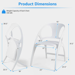 Folding Dining Chairs Set of 2 with Armrest and High Backrest