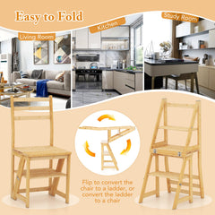 Multifunctional 3-in-1 Ladder Chair Display Plant Stand for Library Kitchen Office