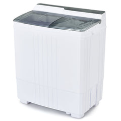 Twin Tub Portable Washing Machine with Timer Control and Drain Pump for Apartment-Gray