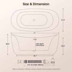 Nuvia Verano Freestanding Whirlpool Air Bubble LED Massage Bathtub (SAK47639)