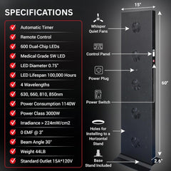 Full-Body Dual-Chip Clinical-Grade Red Light Therapy Panel (SAK63480)