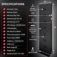 Full-Body Dual-Chip Clinical-Grade Red Light Therapy Panel (SAK63480)