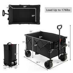 Folding Utility Garden Cart with Wide Wheels and Adjustable Handle