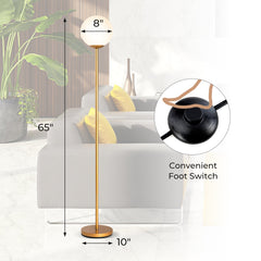Glass Globe LED Floor Lamp with Glass Lampshade-Golden