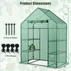 Portable 4 Tier Walk-in Plant Greenhouse with 8 Shelves