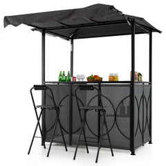 Grill Gazebo with Awning 3-Piece Outdoor BBQ Canopy Double-Tier Soft Top Barbecue Shelter