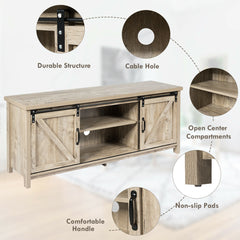 TV Stand Media Center Console Cabinet with Sliding Barn Door