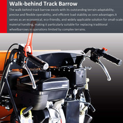 Heavy-Duty 1100LBS 10HP Gas-Powered Track Barrow With Hydraulic Assist (SAK48291)