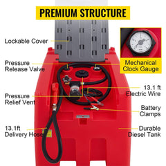 Heavy-Duty 116 Gal Portable Diesel Fuel Transfer Tank With Automatic Pump & Hose (SAK77594)
