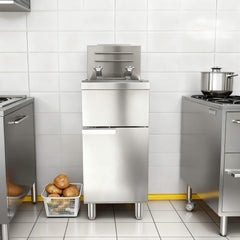 Heavy-Duty 120K BTU Commercial Stainless Steel Natural Gas Deep Fryer With Baskets (SAK97012)