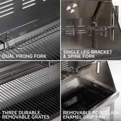 Heavy-Duty Commercial 125 LB Portable Electric Stainless Steel Hooded BBQ Rotisserie Grill With Viewing Window (SAK31975)