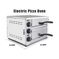 Heavy-Duty 14-Inch Commercial Stainless Steel Electric 2-Tier Tabletop Pizza Oven With Timer (SAK90432)