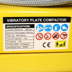 Heavy-Duty 2.5HP 79CC 8200N Gas-Powered Plate Compactor Machine (SAK58492)