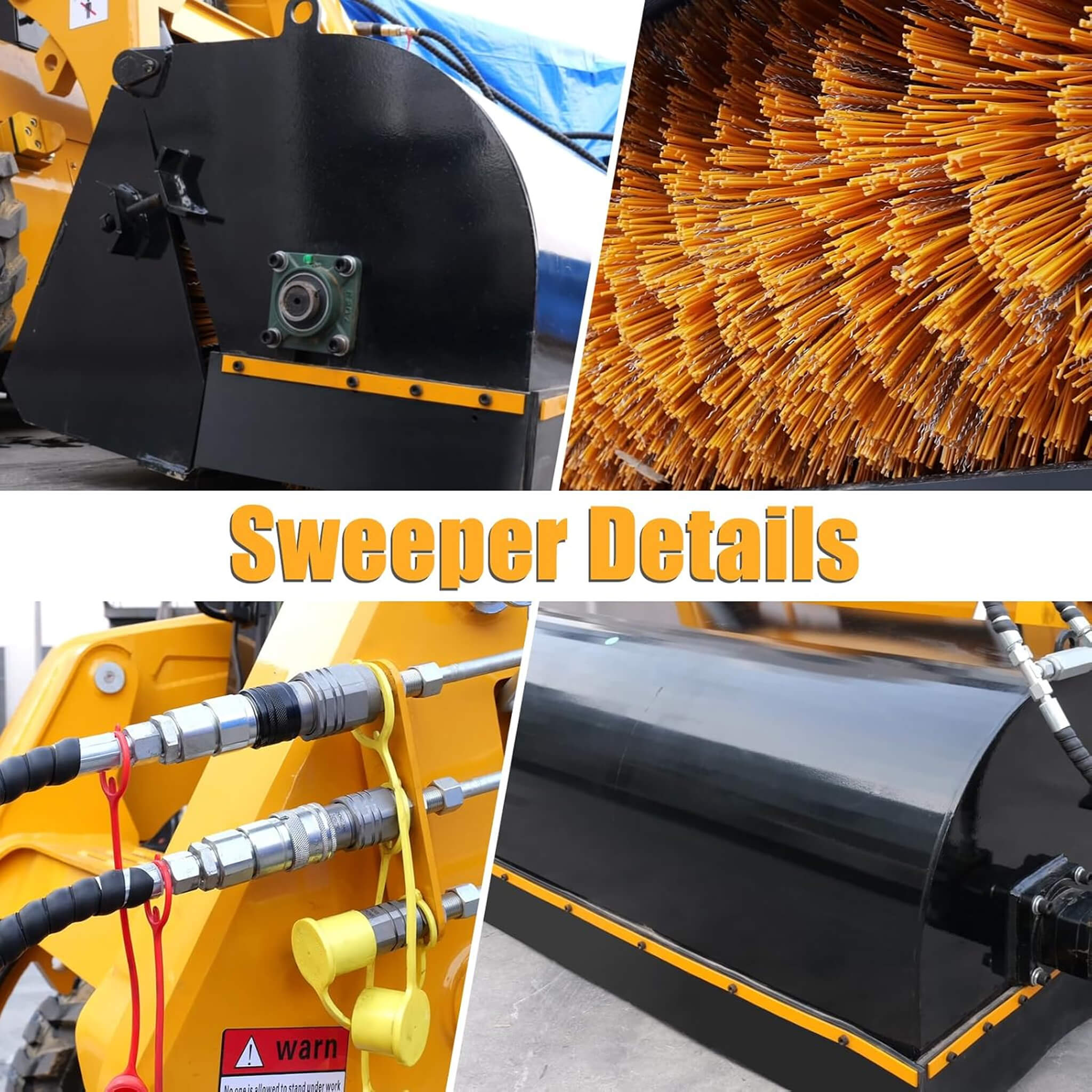 72-Inch Industrial Skid Steer Sweeper Attachment