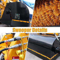 72-Inch Industrial Skid Steer Sweeper Attachment