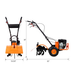 Heavy-Duty 7HP 212CC Rear Tine Power Tiller Gas Engine Garden Cultivator, 20 Inch (SAK83179)
