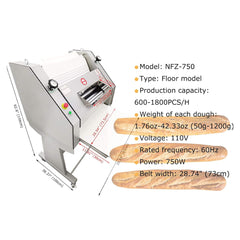 Heavy-Duty Commercial 110V Electric Baguette Bread Shaper Machine (SAK68176)