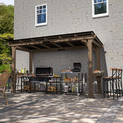 Alora Heavy-Duty Premium Wooden Grill Gazebo With Sloped Metal Roof (SAK61583)