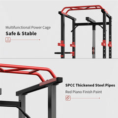 Heavy-Duty Professional Multi-Function Adjustable Power Cage Rack, 1000LBS (SAK98149)