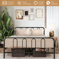 Full/Queen Size Metal Bed Frame with Headboard and Footboard-Full Size