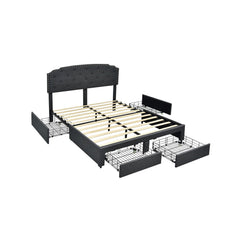 Platform Bed Frame with 4 Storage Drawers and Adjustable Headboard